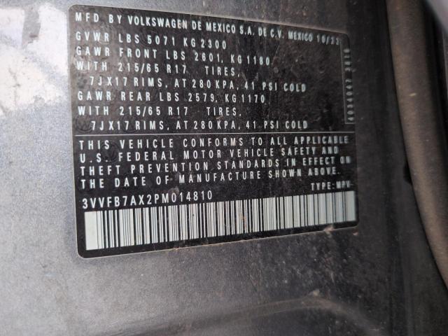 3VVFB7AX2PM014810 - 2023 VOLKSWAGEN TIGUAN S رمادي صورة 13