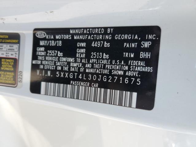 5XXGT4L30JG271675 - 2018 KIA OPTIMA LX WHITE photo 13