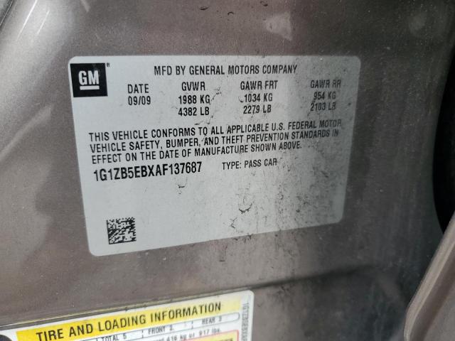 1G1ZB5EBXAF137687 - 2010 CHEVROLET MALIBU LS GRAY photo 12