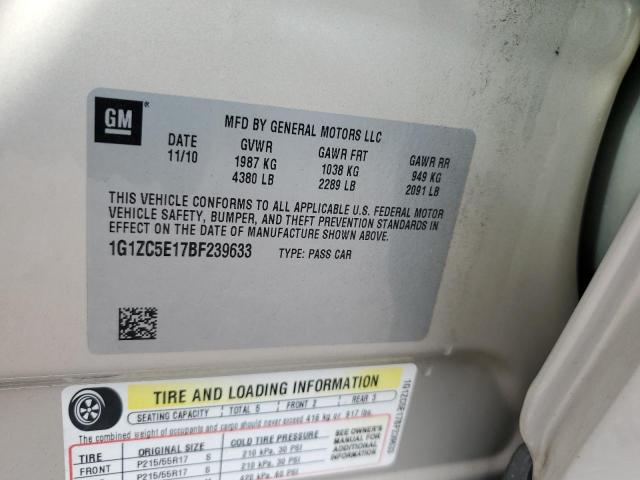 1G1ZC5E17BF239633 - 2011 CHEVROLET MALIBU 1LT BEIGE photo 12