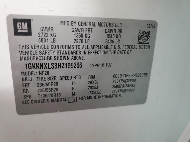 1GKKNXLS3HZ159266 - 2017 GMC ACADIA DENALI WHITE photo 14