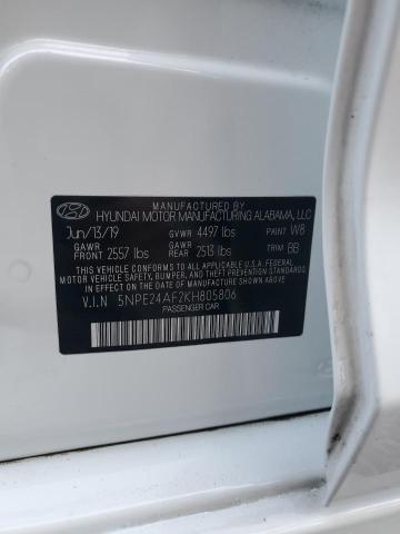 5NPE24AF2KH805806 - 2019 HYUNDAI SONATA SE Blanco foto 12