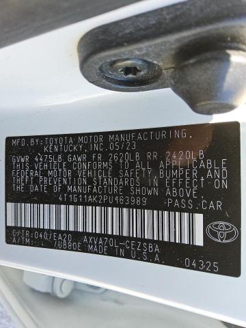 4T1G11AK2PU163989 - 2023 TOYOTA CAMRY SE NIGHT SHADE WHITE photo 12