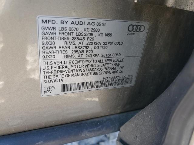 WA1LABF74HD017716 - 2017 AUDI Q7 PREMIUM PLUS CREAM photo 13