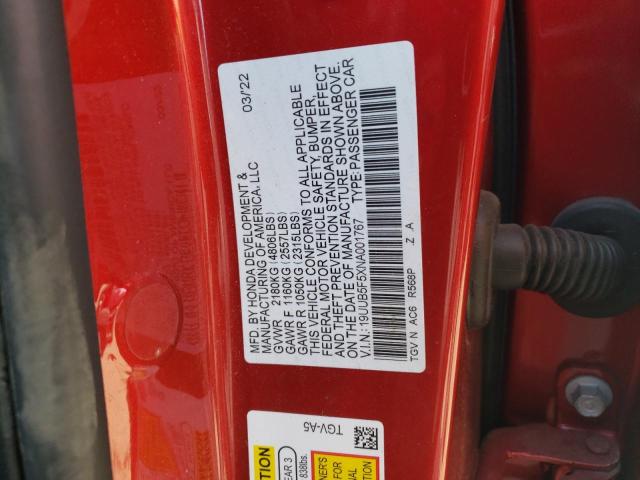 19UUB5F5XNA001767 - 2022 ACURA TLX TECH A Qırmızı foto 12