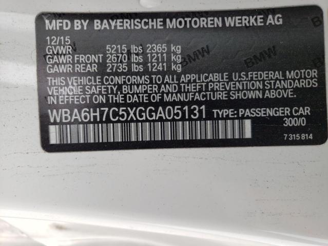 WBA6H7C5XGGA05131 - 2016 BMW 650 XI WHITE photo 12