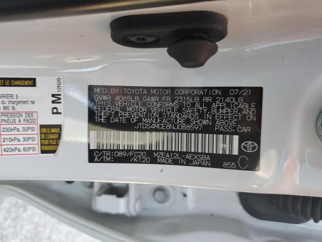 JTDS4MCE8NJ088597 - 2022 TOYOTA COROLLA SE WHITE photo 13