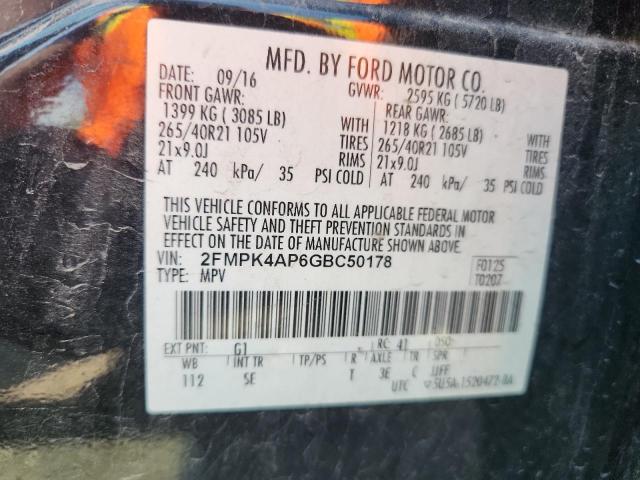 2FMPK4AP6GBC50178 - 2016 FORD EDGE SPORT Қара фото 12