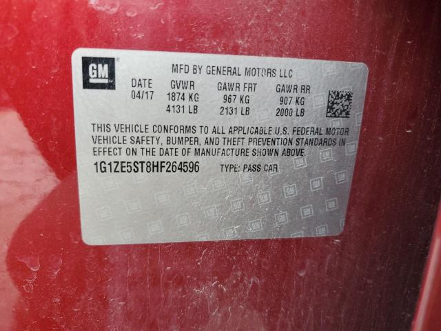 1G1ZE5ST8HF264596 - 2017 CHEVROLET MALIBU LT MAROON photo 12