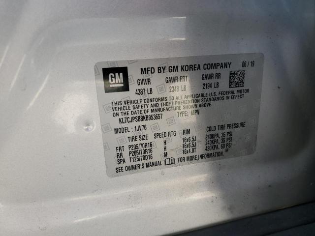 KL7CJPSB8KB953657 - 2019 CHEVROLET TRAX 1LT Gümüş foto 14