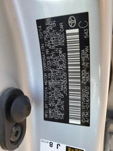 JTDKN3DU5F1892595 - 2015 TOYOTA PRIUS SILVER photo 13