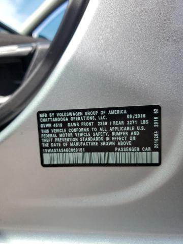 1VWAS7A34GC069151 - 2016 VOLKSWAGEN PASSAT S SILVER photo 12