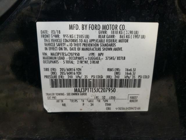 MAJ3P1TE5JC207950 - 2018 FORD ECOSPORT SE BLACK photo 12