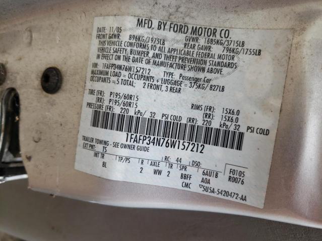 1FAFP34N76W157212 - 2007 FORD FOCUS ZX4 SILVER photo 12