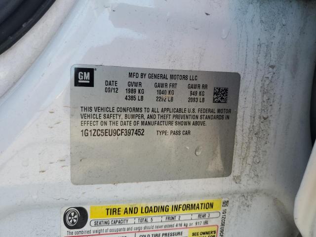 1G1ZC5EU9CF397452 - 2012 CHEVROLET MALIBU 1LT WHITE photo 12