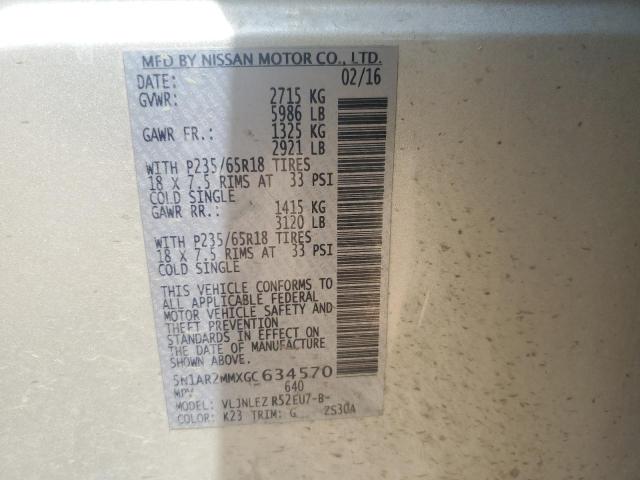 5N1AR2MMXGC634570 - 2016 NISSAN PATHFINDER S SILVER photo 13