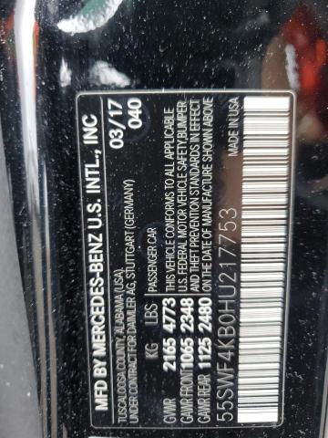 55SWF4KB0HU217753 - 2017 MERCEDES-BENZ C 300 4MATIC BLACK photo 12