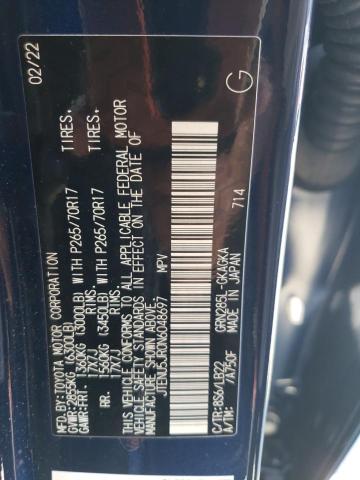 JTENU5JR0N6048697 - 2022 TOYOTA 4RUNNER SR5/SR5 PREMIUM 蓝色 照片 13