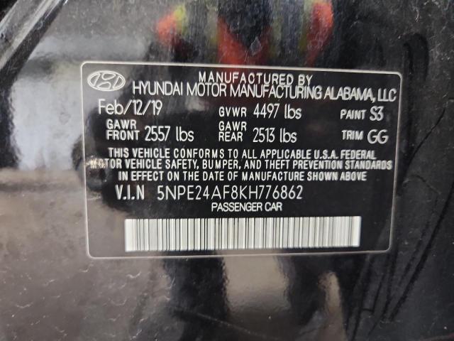 5NPE24AF8KH776862 - 2019 HYUNDAI SONATA SE Қара фото 12