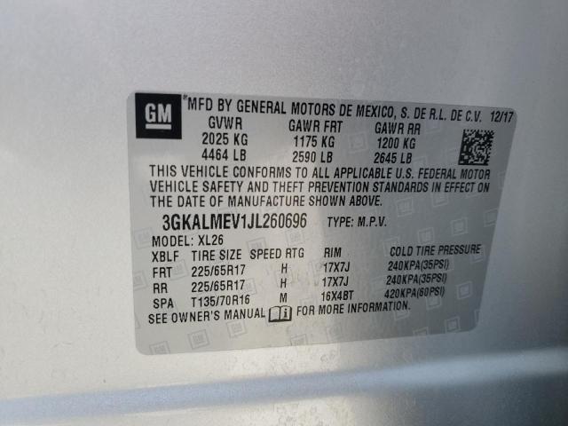 3GKALMEV1JL260696 - 2018 GMC TERRAIN SLE SILVER photo 13