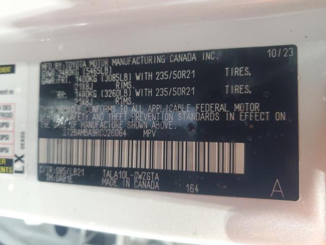 2T2BAMBA9RC026064 - 2024 LEXUS RX 350 BASE Ağ foto 13