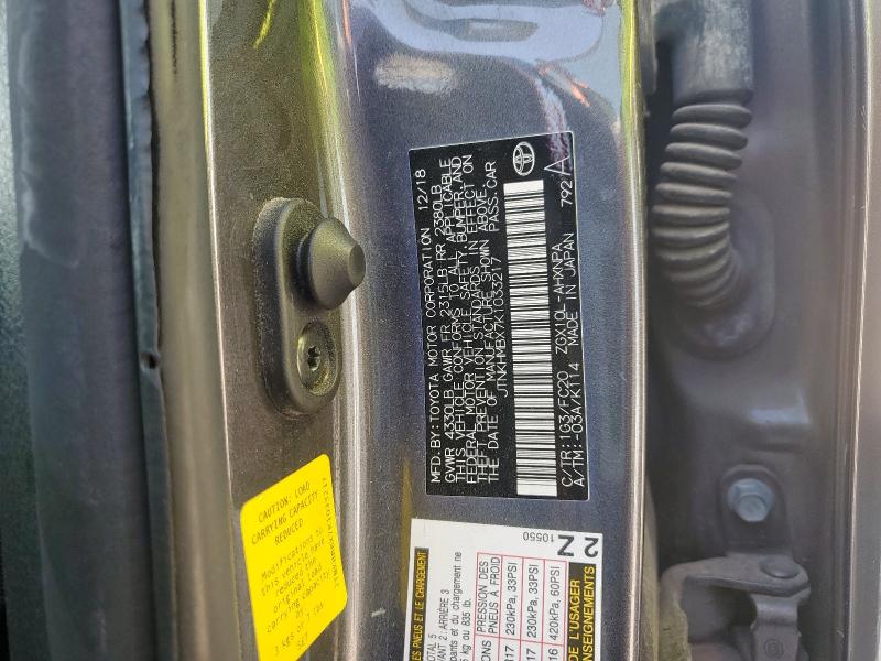 JTNKHMBX7K1033217 - 2019 TOYOTA C-HR XLE GRAY photo 13