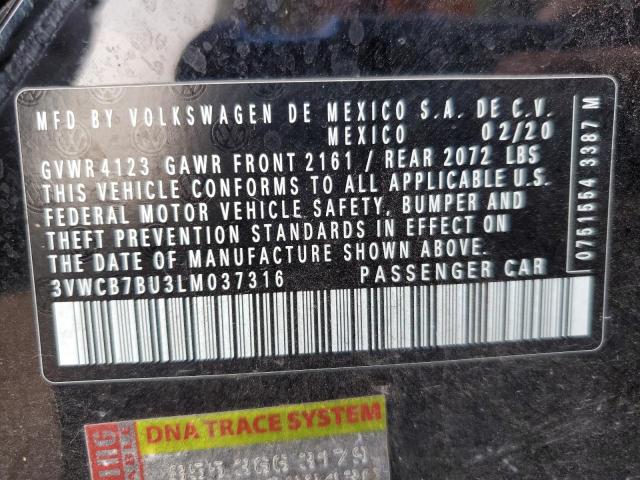 3VWCB7BU3LM037316 - 2020 VOLKSWAGEN JETTA S BLACK photo 13
