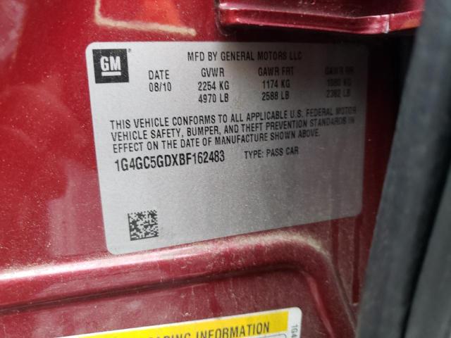 1G4GC5GDXBF162483 - 2011 BUICK LACROSSE CXL Kasztanowy zdjęcie 13