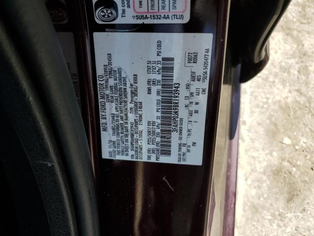 3FAHP0JA9BR193943 - 2011 FORD FUSION SEL BURGUNDY photo 13