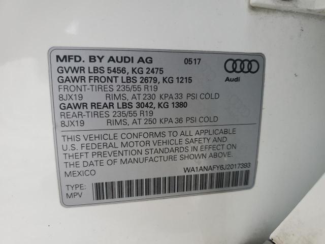 WA1ANAFY6J2017393 - 2018 AUDI Q5 PREMIUM WHITE photo 14