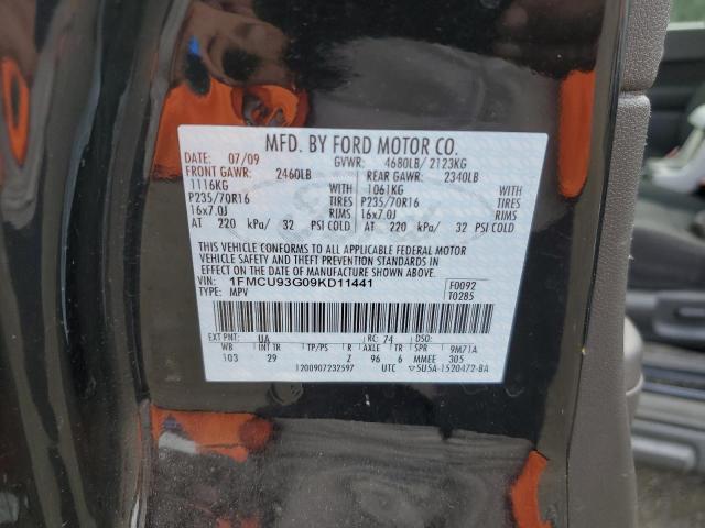 1FMCU93G09KD11441 - 2009 FORD ESCAPE XLT BLACK photo 13