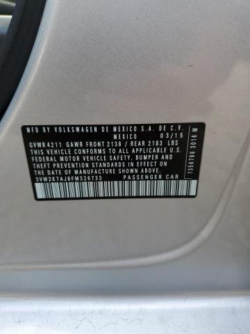 3VW2K7AJ8FM326733 - 2015 VOLKSWAGEN JETTA BASE 银色 照片 12