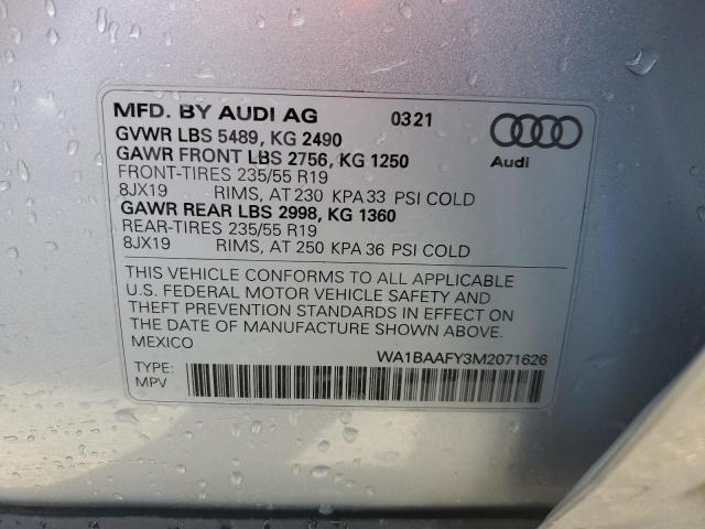 WA1BAAFY3M2071626 - 2021 AUDI Q5 PREMIUM PLUS SILVER photo 14