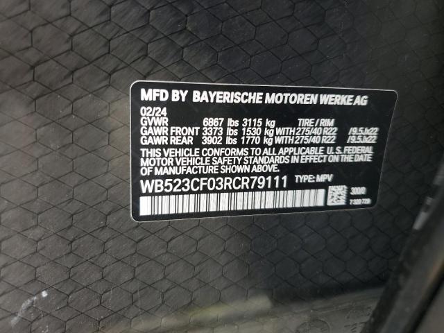 WB523CF03RCR79111 - 2024 BMW IX XDRIVE50 WHITE photo 12