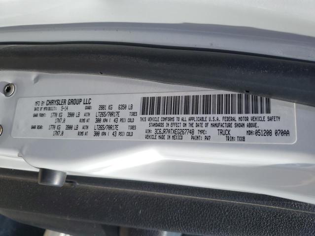 3C6JR7ATXEG267748 - 2014 RAM 1500 ST WHITE photo 12