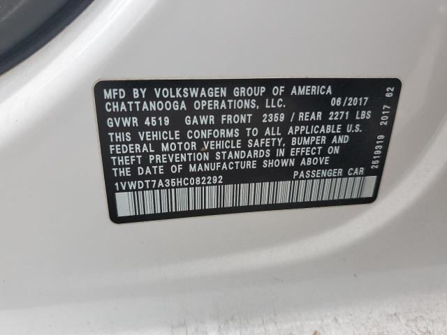 1VWDT7A35HC082292 - 2017 VOLKSWAGEN PASSAT R-LINE Սպիտակ լուսանկար 12