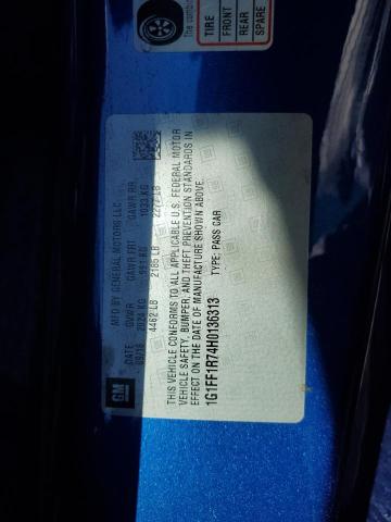 1G1FF1R74H0136313 - 2017 CHEVROLET CAMARO SS BLUE photo 12