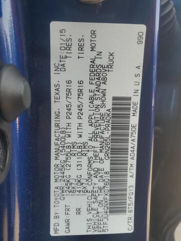 5TFJU4GNXFX076018 - 2015 TOYOTA TACOMA DOUBLE CAB PRERUNNER BLUE photo 12