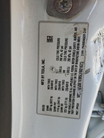 5YJ3E1EB5LF801673 - 2020 TESLA MODEL 3 Սպիտակ լուսանկար 13