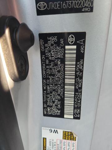 JTKDE167370220460 - 2007 TOYOTA SCION TC 银色 照片 12