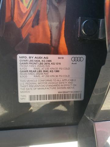 WA1BNAFY3K2096012 - 2019 AUDI Q5 PREMIUM PLUS 灰色 照片 13