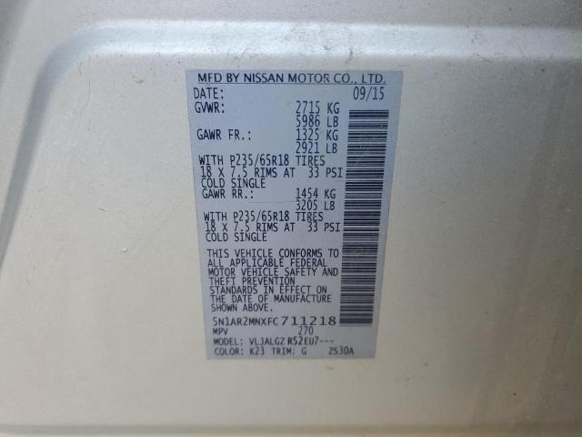 5N1AR2MNXFC711218 - 2015 NISSAN PATHFINDER S Boz foto 13
