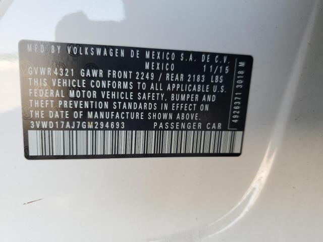 3VWD17AJ7GM294693 - 2016 VOLKSWAGEN JETTA SPORT თეთრი ფოტო 12
