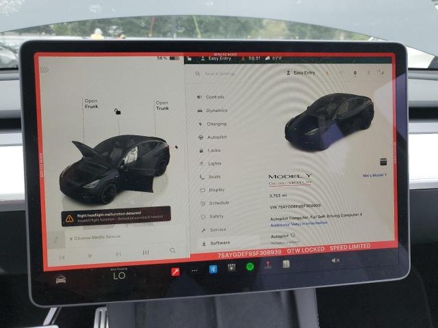 7SAYGDEF9SF308939 - 2025 TESLA MODEL Y CHARCOAL photo 9