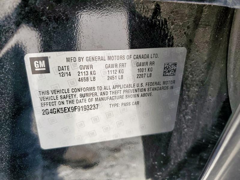 2G4GK5EX9F9193237 - 2015 BUICK REGAL BLACK photo 12