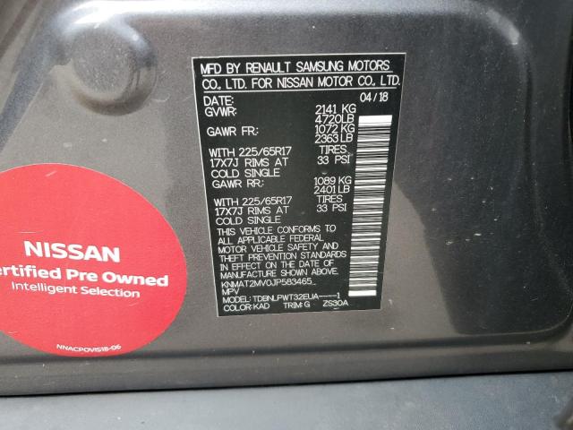 KNMAT2MV0JP583465 - 2018 NISSAN ROGUE S GRAY photo 14