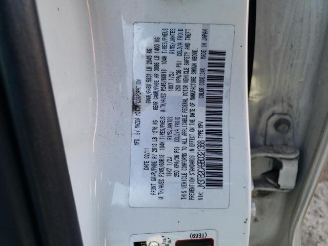 JM3TB2CA9B0321388 - 2011 MAZDA CX-9 WHITE photo 12