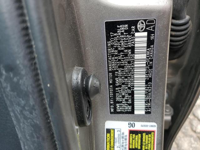 2T1BURHE6HC837936 - 2017 TOYOTA COROLLA L Сұр фото 12