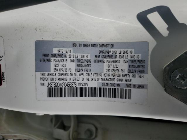 JM3TB2CAXF0455378 - 2015 MAZDA CX-9 TOURING WHITE photo 12