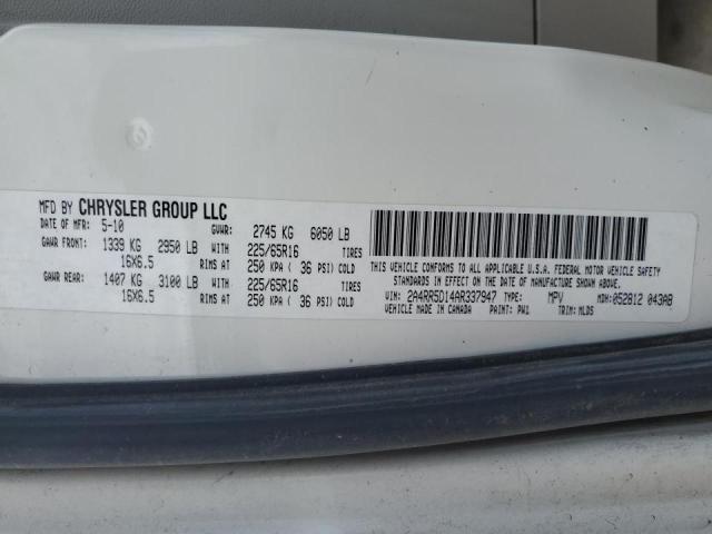 2A4RR5D14AR337947 - 2010 CHRYSLER TOWN & COU TOURING 白色 照片 13